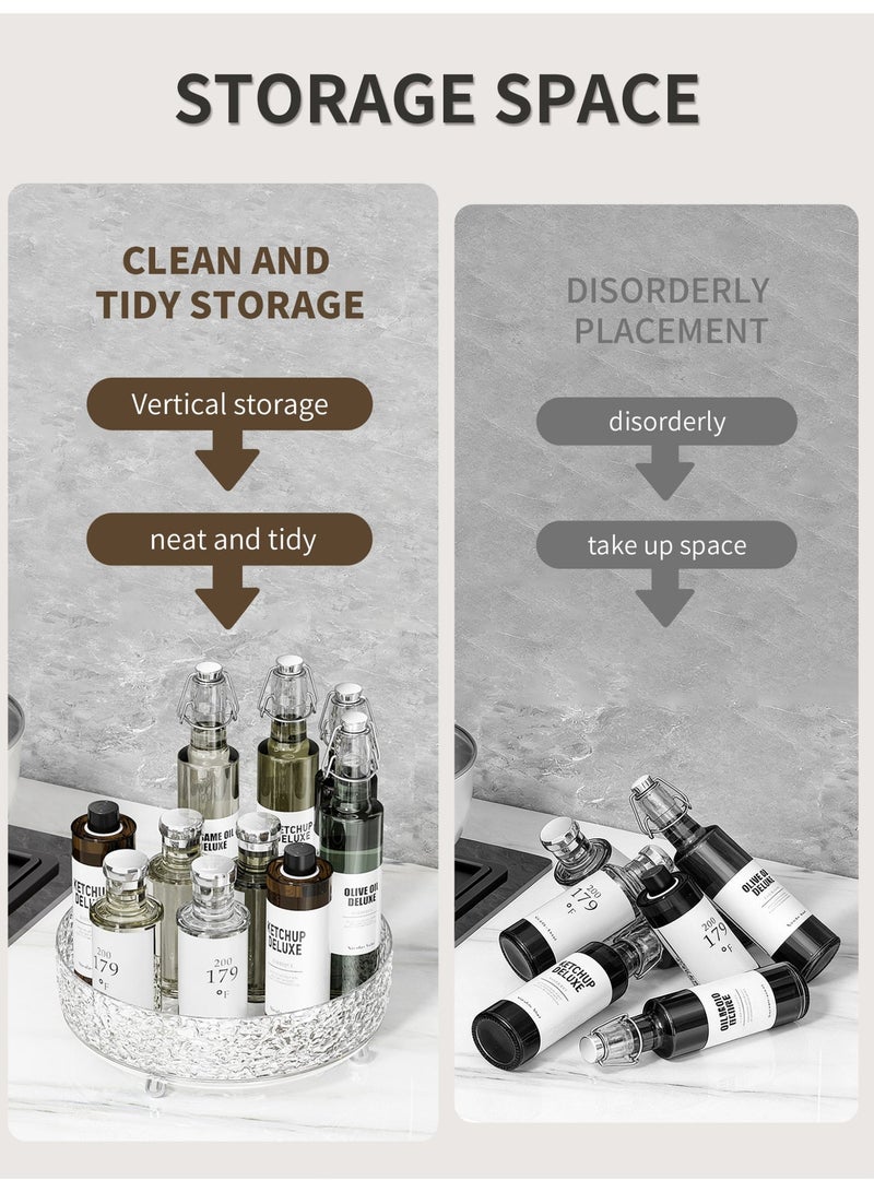جيني جار منظم دوار 360 درجة (Lazy Susan)، صينية تخزين للمطبخ والحمام، منظم مستحضرات التجميل والتوابل، رف دوار يوضع على السطح - Image 2